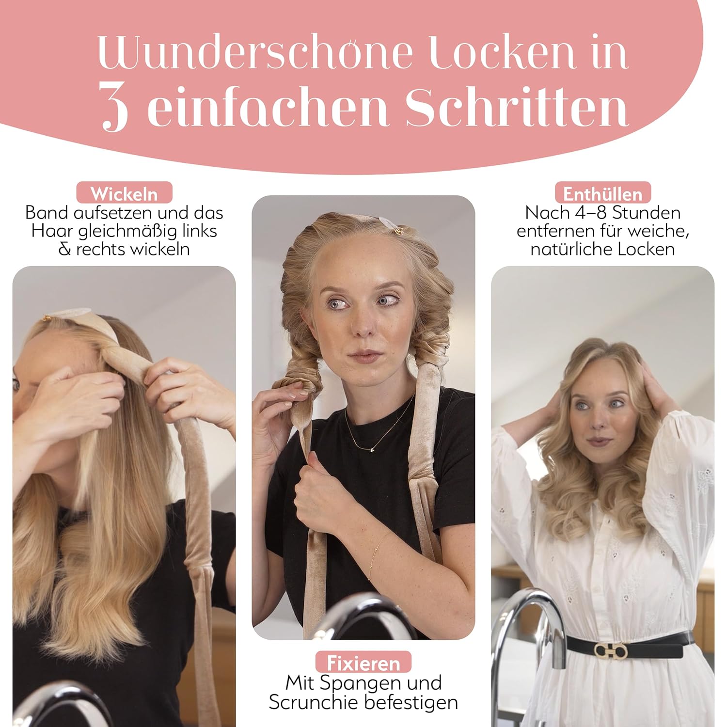 heatless curls anleitung schritt für schritt lockenband ohne hitze