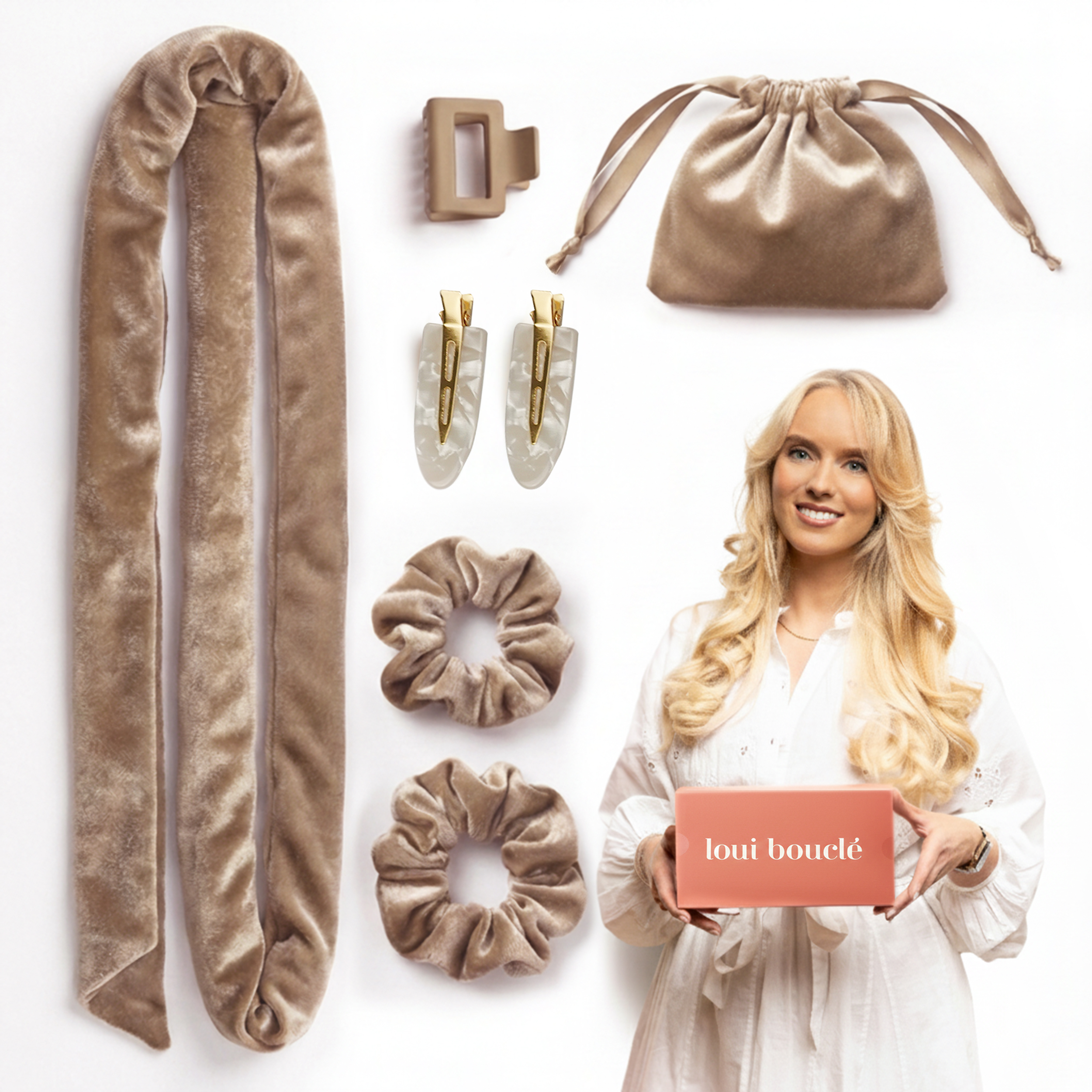 loui bouclé heatless curls set mochamousse mit model